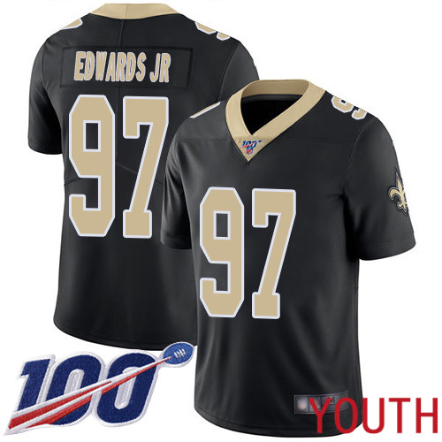 New Orleans Saints Limited Black Youth Mario Edwards Jr Home Jersey NFL Football 97 100th Season Vapor Untouchable Jersey